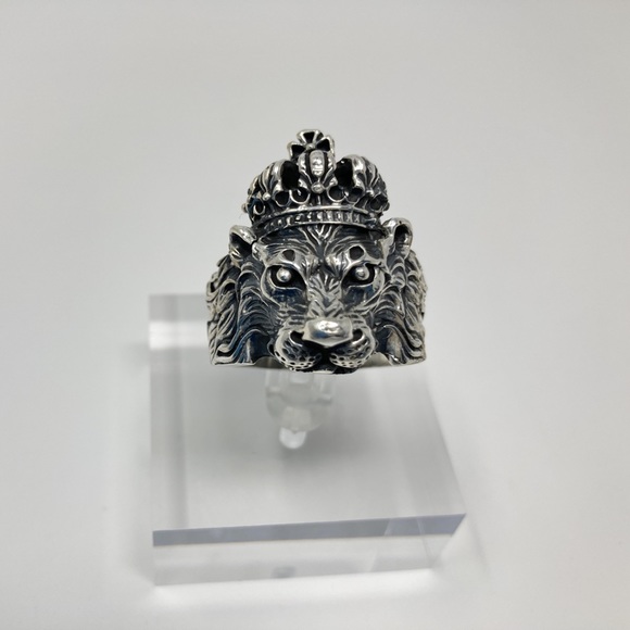 Crown Lion King ring sterling silver 925 for men - Picture 2 of 9